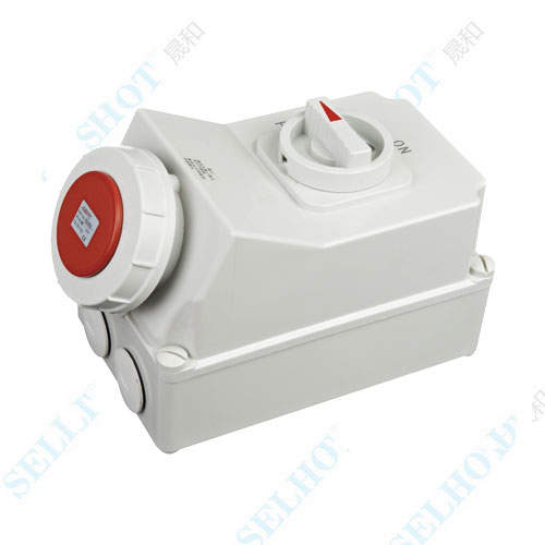 IP67 5P 63A 400V ZH5113 Socket With Switches and Mechanical Interlock