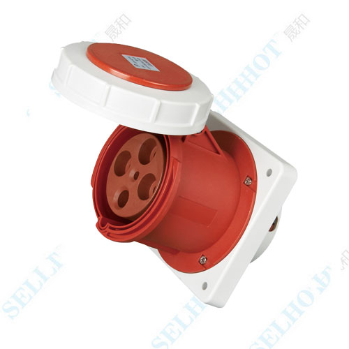 IP67 4P 125A 400V ZH1457 Panel Mounted Socket(Straight Insertion Type）