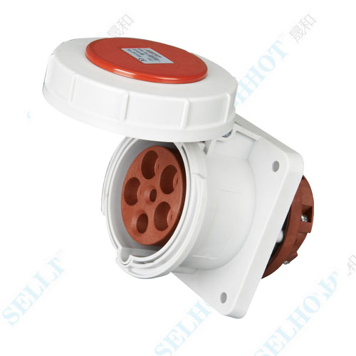 IP67 5P 63A 400V ZH1128 Panel Mounted Socket(Straight Insertion Type）