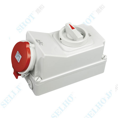 IP44 5P 32A 400V ZH5108 Socket With Switches and Mechanical Interlock