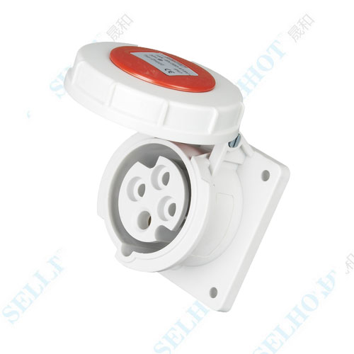 IP67 4P 16A 400V ZH222 Panel Mounted Socket(Straight Insertion Type）